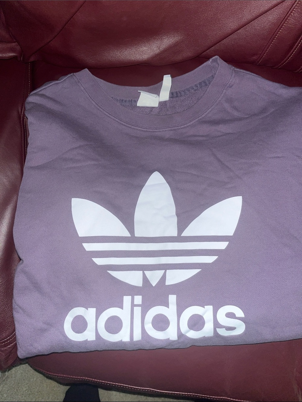 adidas Lavender Trefoil Logo crewneck sweatshirt with white print